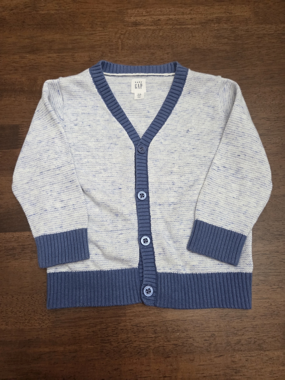 Baby GAP Blue & White Marled Button Cardigan